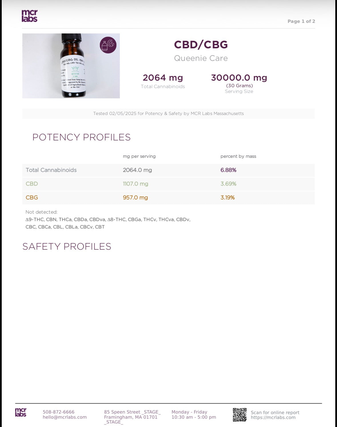 1500 mg CBD/CBG Oil